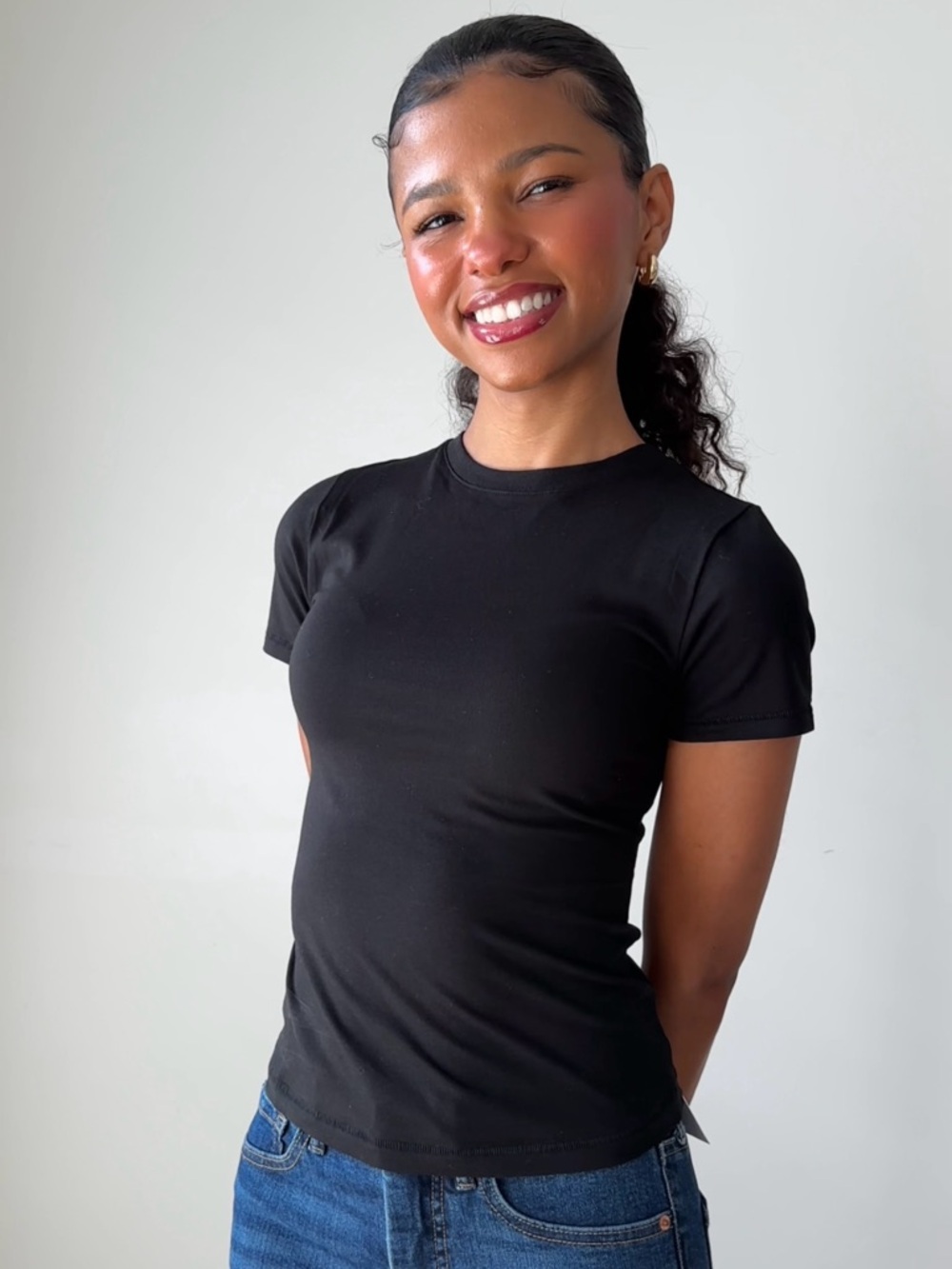 scoop black baby tee